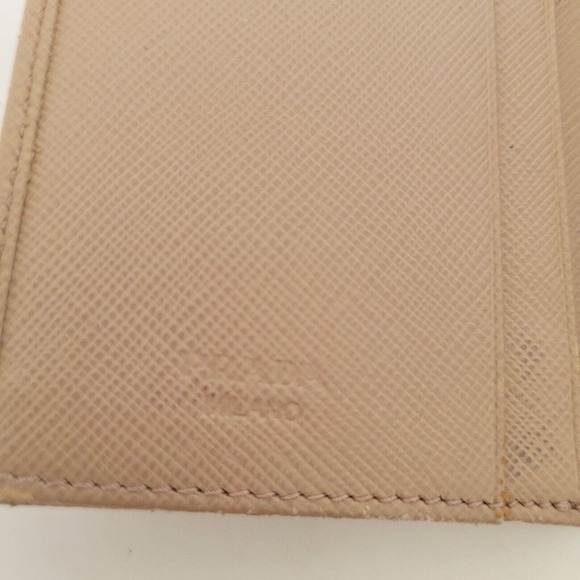 PRADA Beige Tan Leather Wallet Small Saffiano Card Case Holder Bifold - Picture 3 of 10